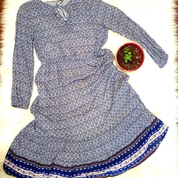 Old Navy Multi Print Midi Swing Dress Women's Small - Picture 2 of 7